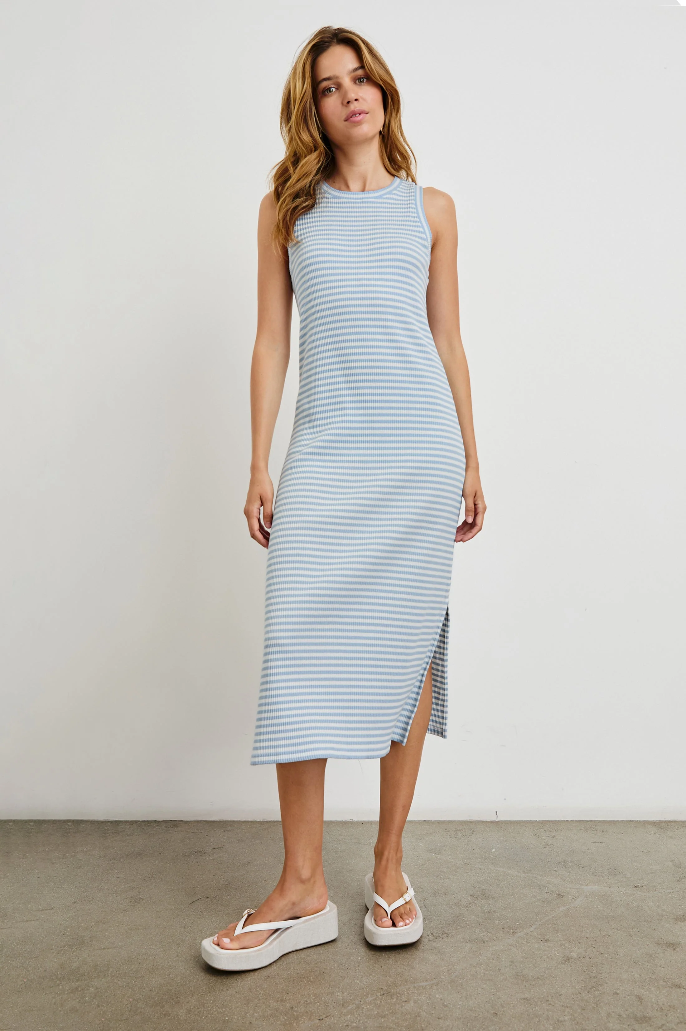 THE TANK DRESS - CHAMBRAY BLUE STRIPE