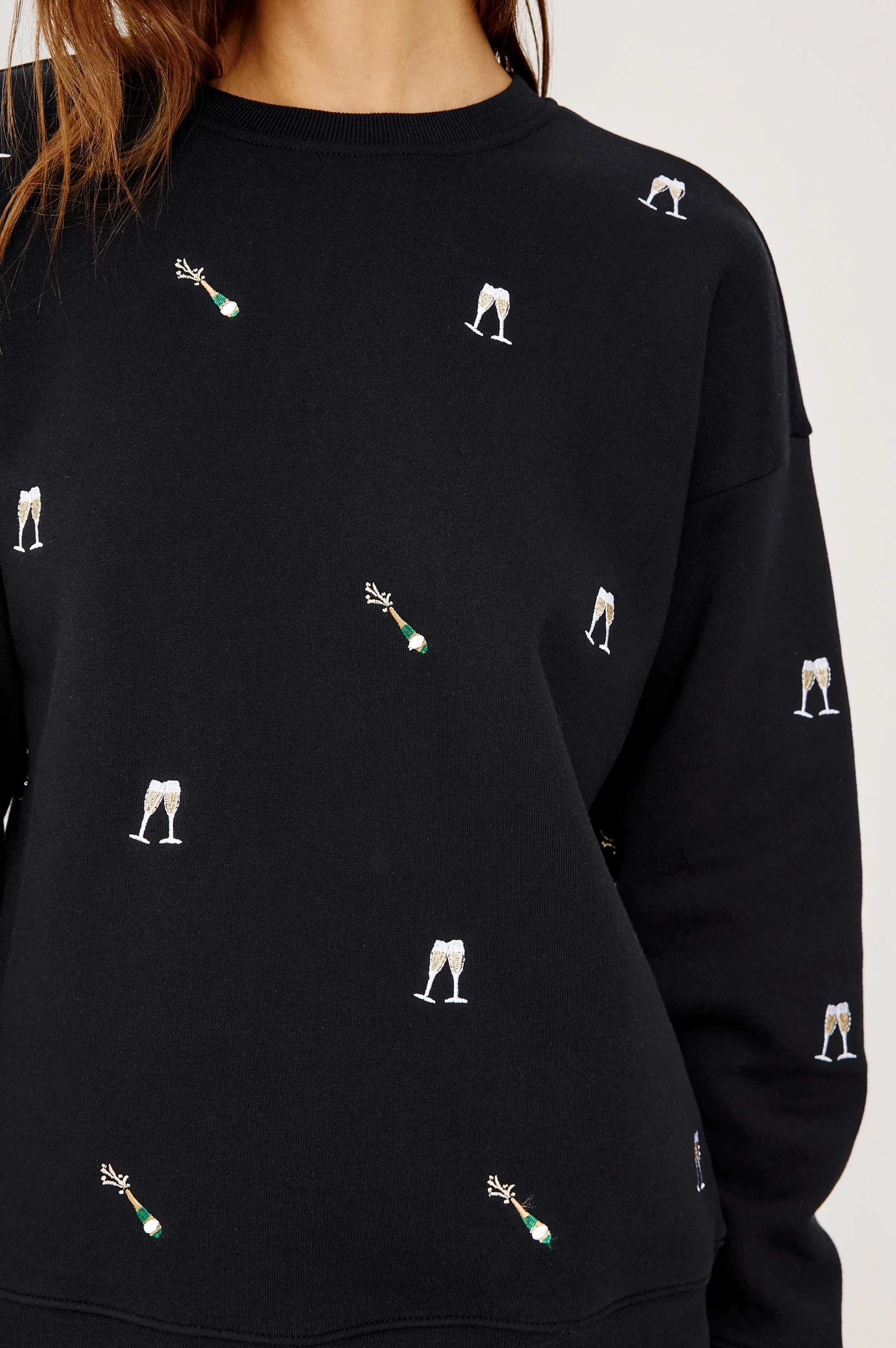 THE VARSITY SWEATSHIRT - BLACK CHAMPAGNE EMBROIDERY - Image 2