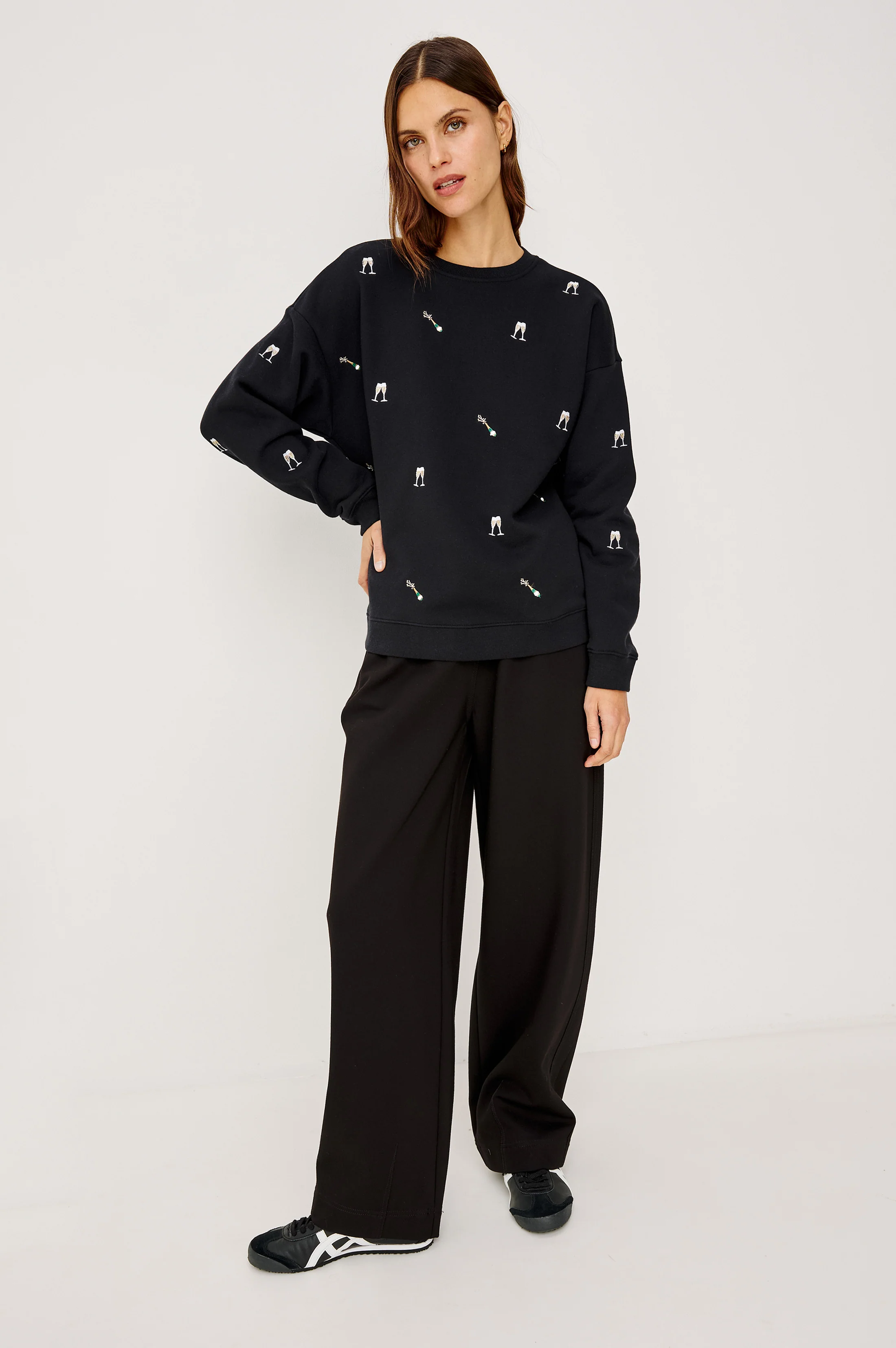 THE VARSITY SWEATSHIRT - BLACK CHAMPAGNE EMBROIDERY - Image 3