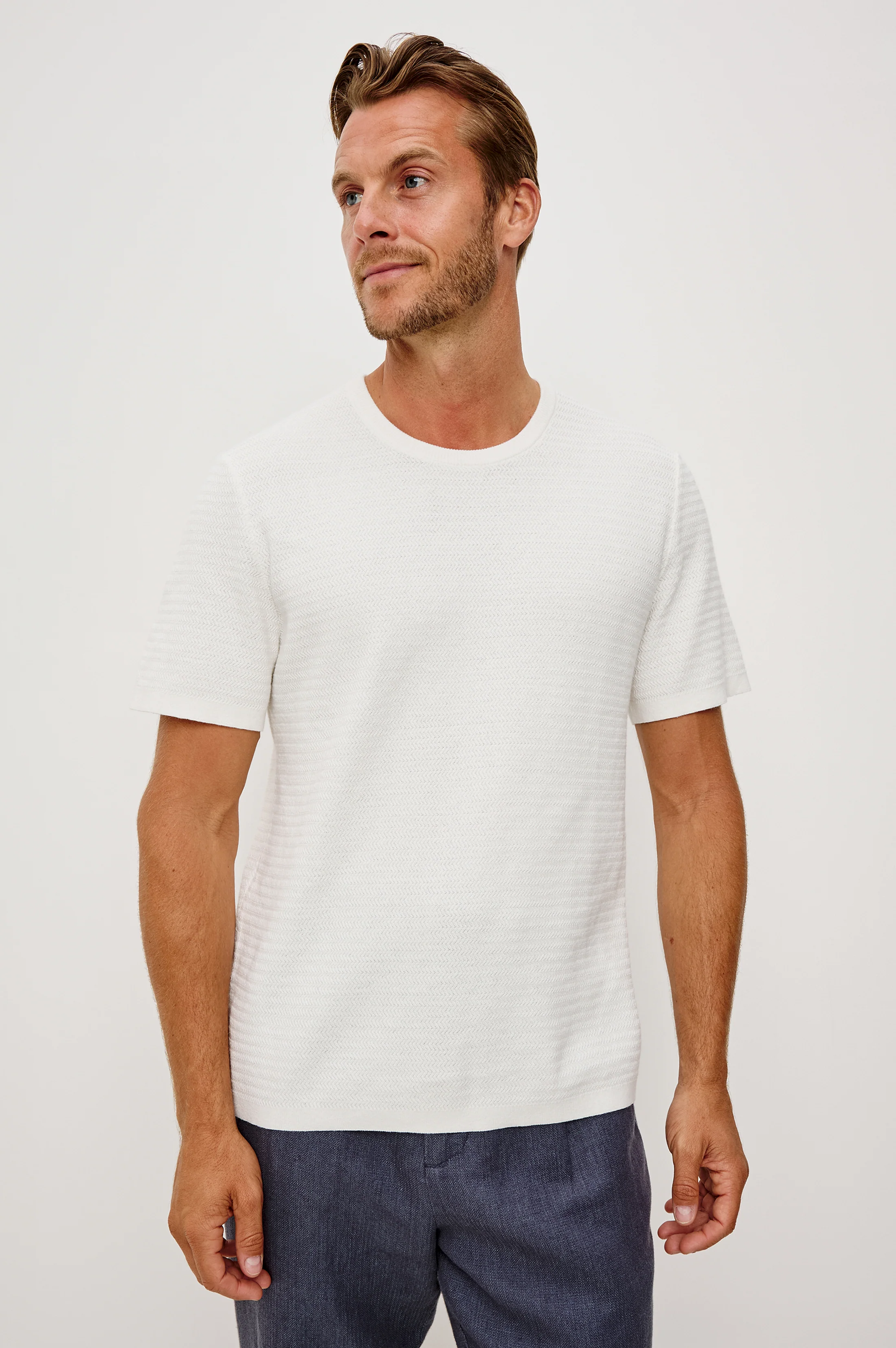 THEO SHORT SLEEVE SWEATER - PORCELAIN - Image 6