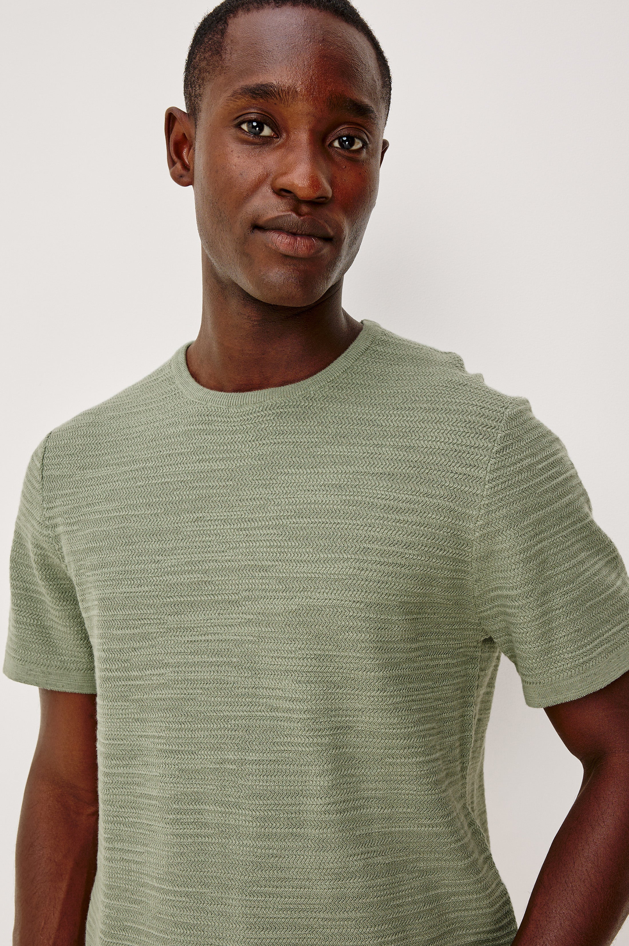 THEO SHORT SLEEVE SWEATER - SILVER SAGE - Image 2