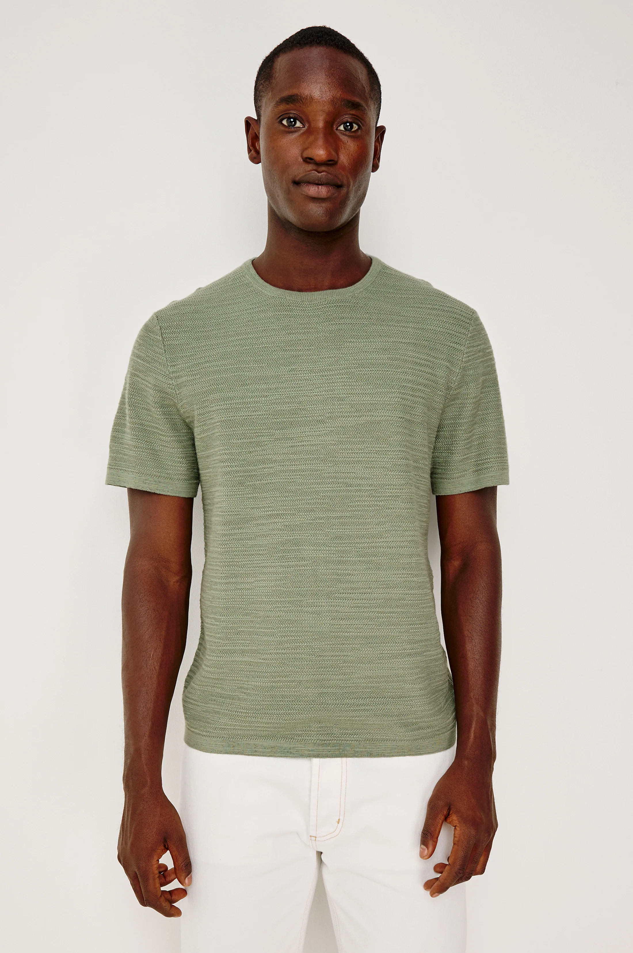THEO SHORT SLEEVE SWEATER - SILVER SAGE - Image 4