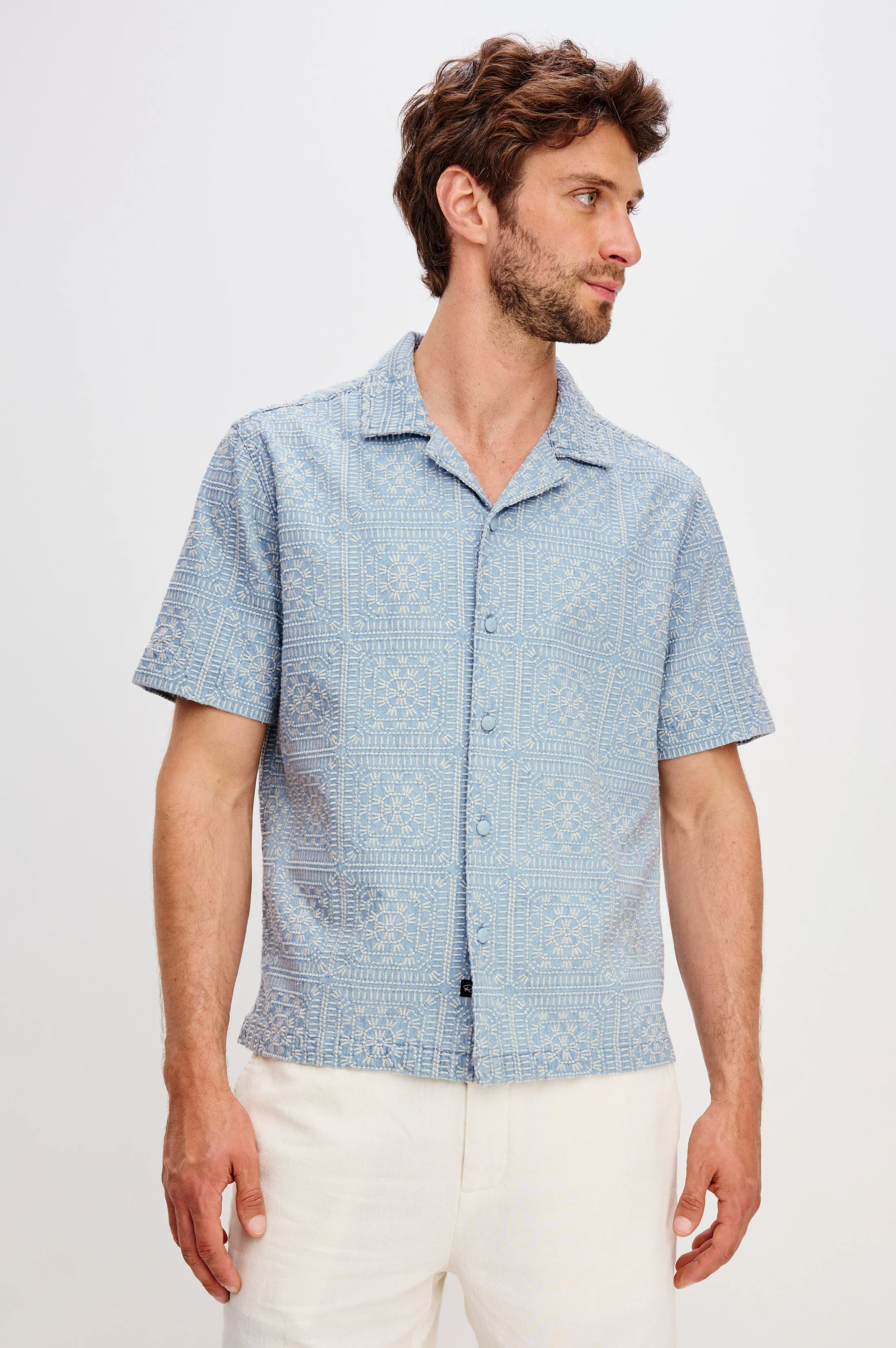 TYLER SHIRT - INDIGO CREAM SQUARES