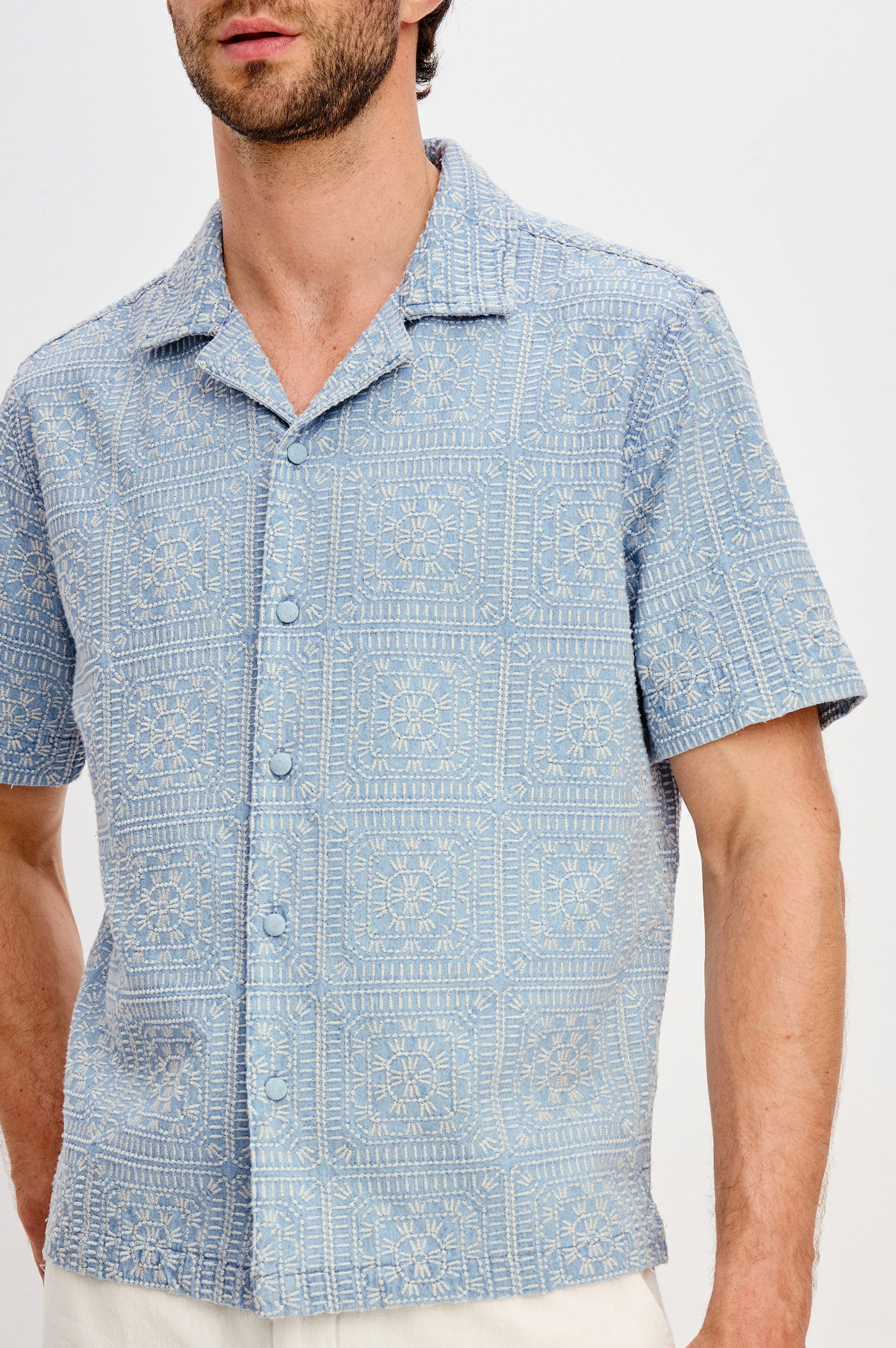 TYLER SHIRT - INDIGO CREAM SQUARES - Image 2