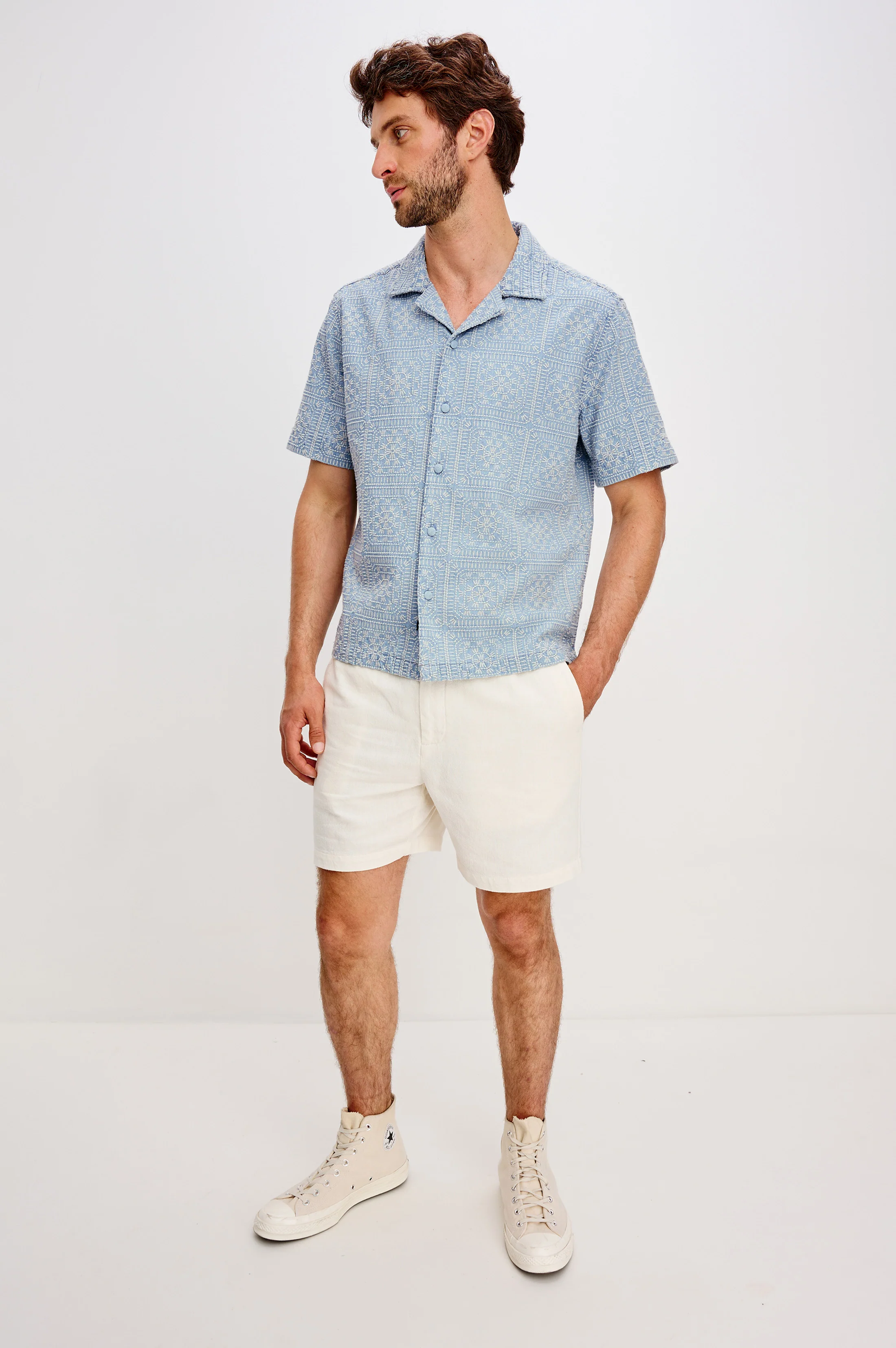 TYLER SHIRT - INDIGO CREAM SQUARES - Image 3