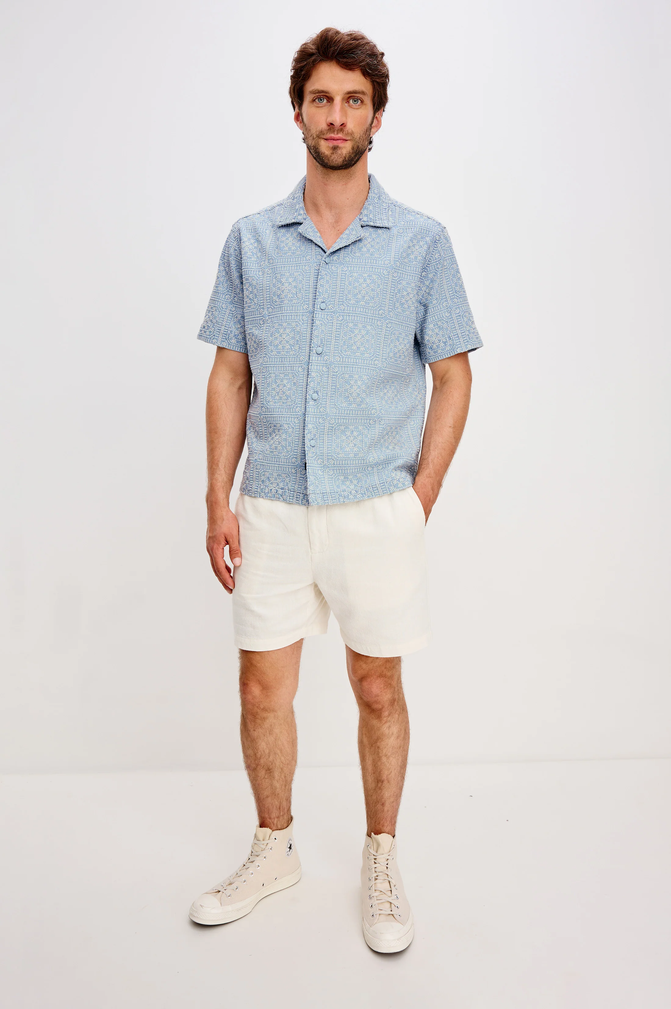 TYLER SHIRT - INDIGO CREAM SQUARES - Image 4