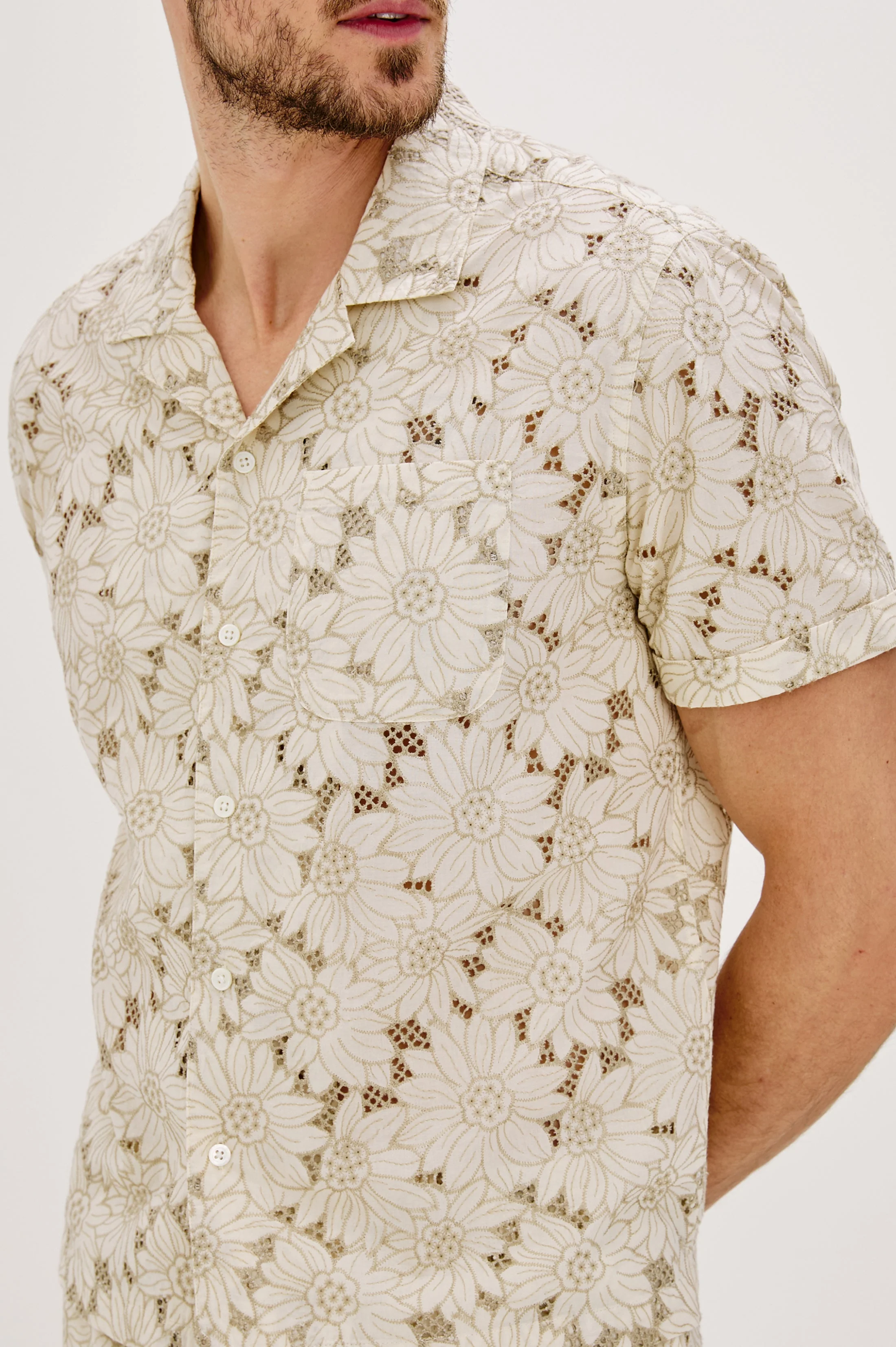 TYLER SHIRT - KHAKI WHITE SUNFLOWER - Image 2
