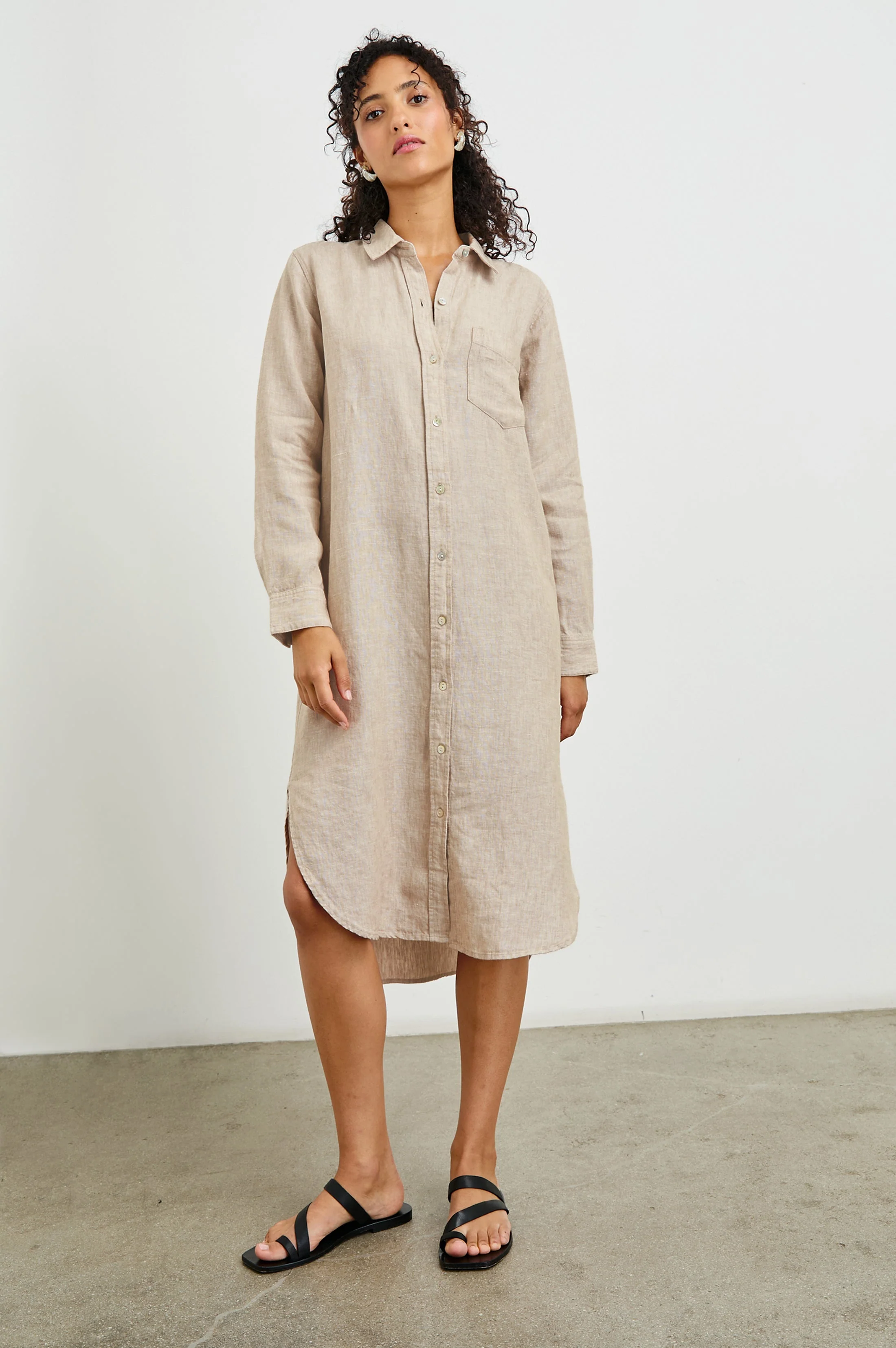 VAL SHIRT DRESS - HEATHERED FLAX