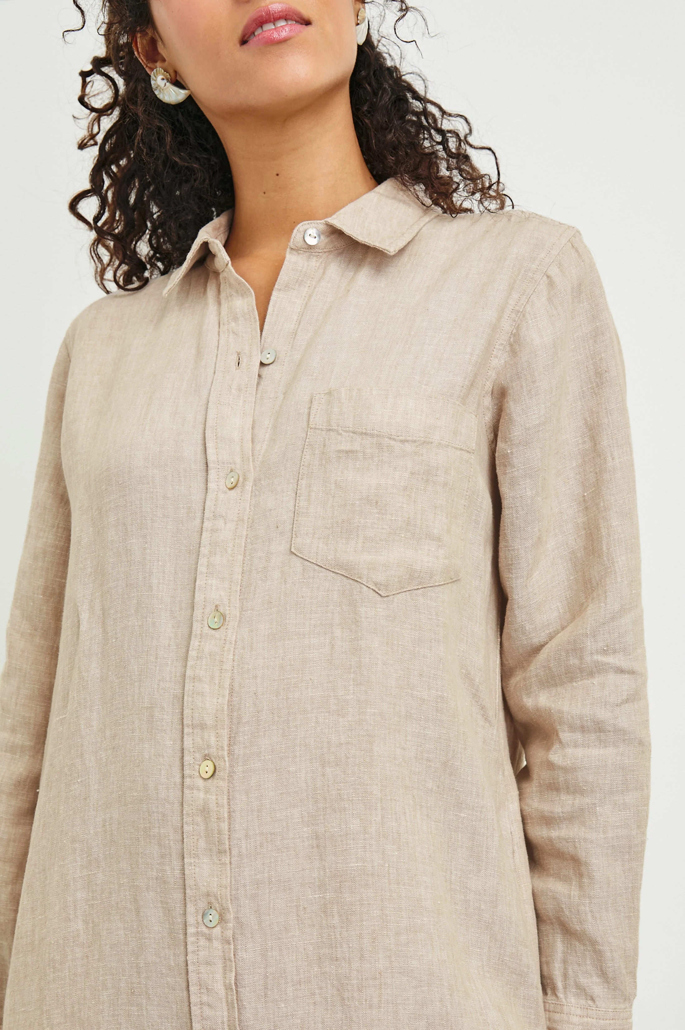 VAL SHIRT DRESS - HEATHERED FLAX - Image 2