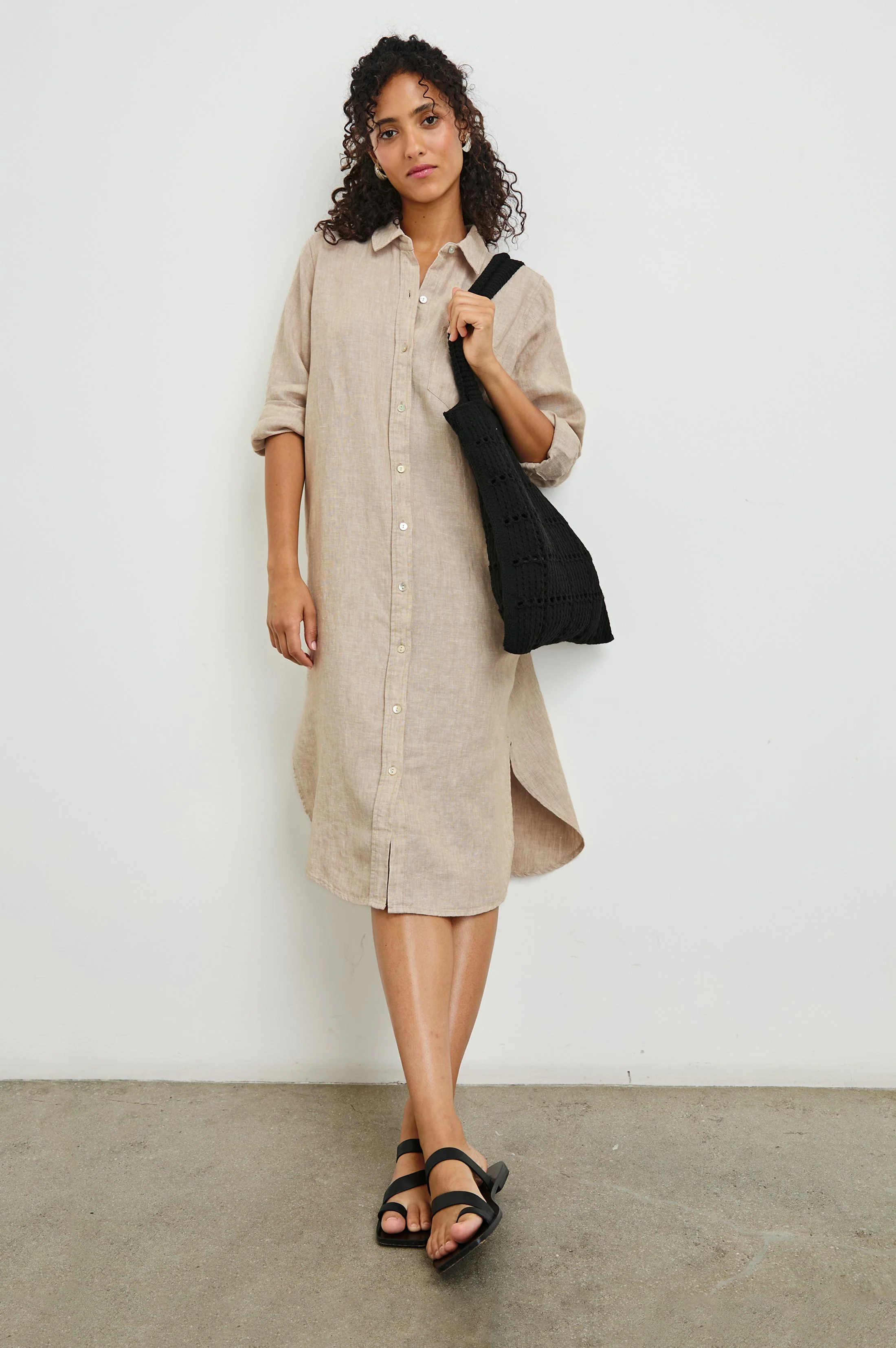 VAL SHIRT DRESS - HEATHERED FLAX - Image 3