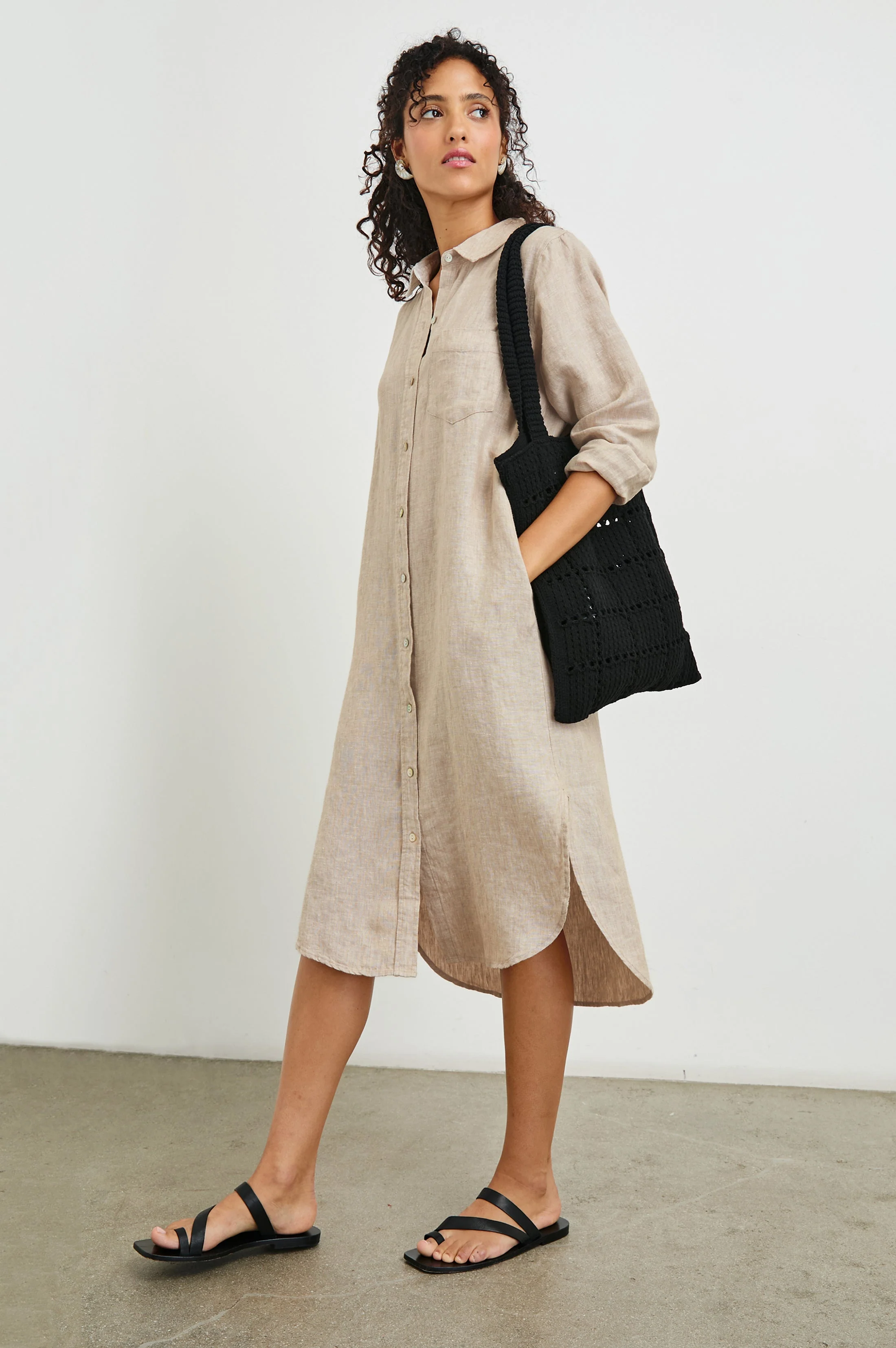VAL SHIRT DRESS - HEATHERED FLAX - Image 4
