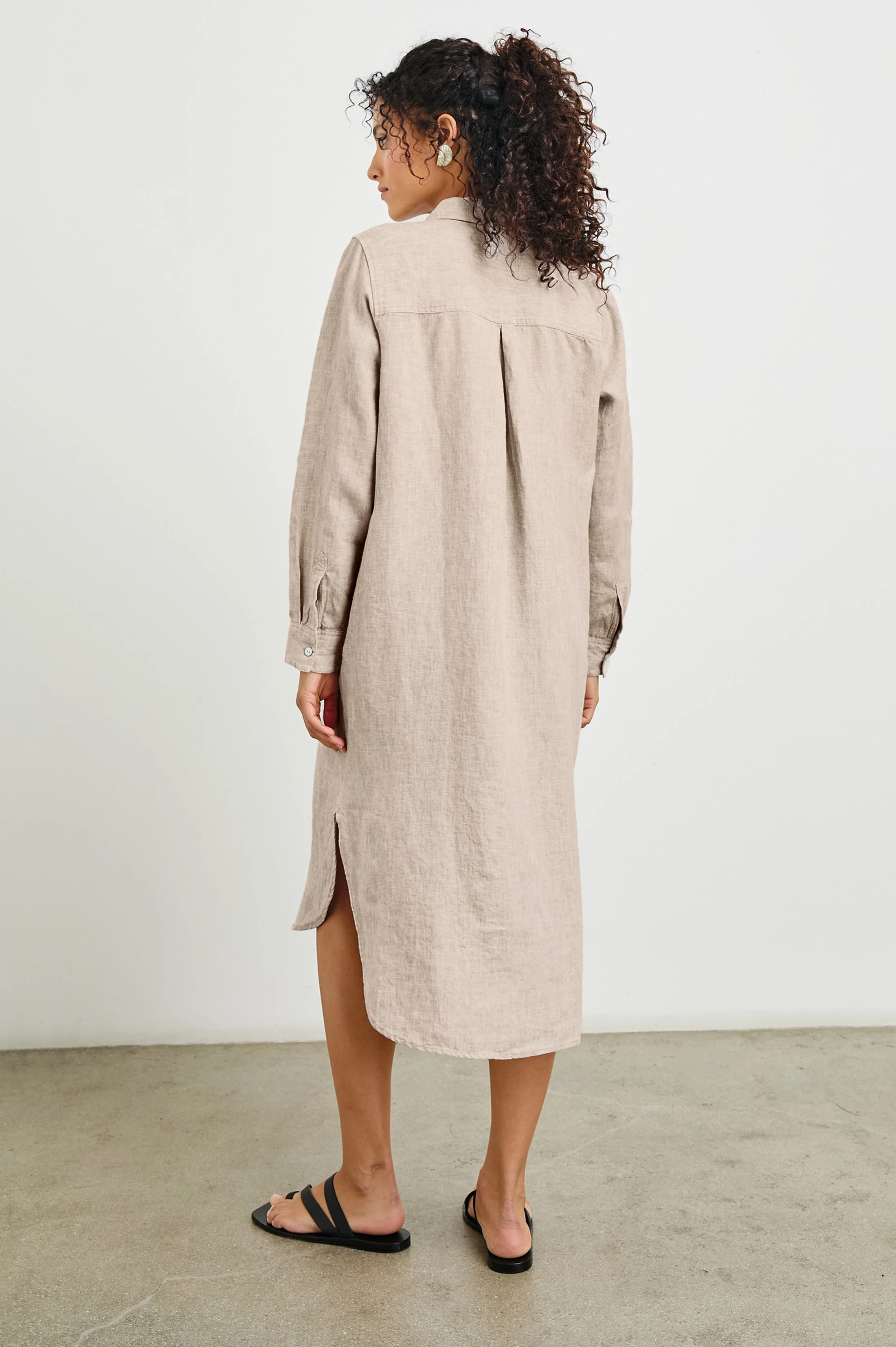 VAL SHIRT DRESS - HEATHERED FLAX - Image 5