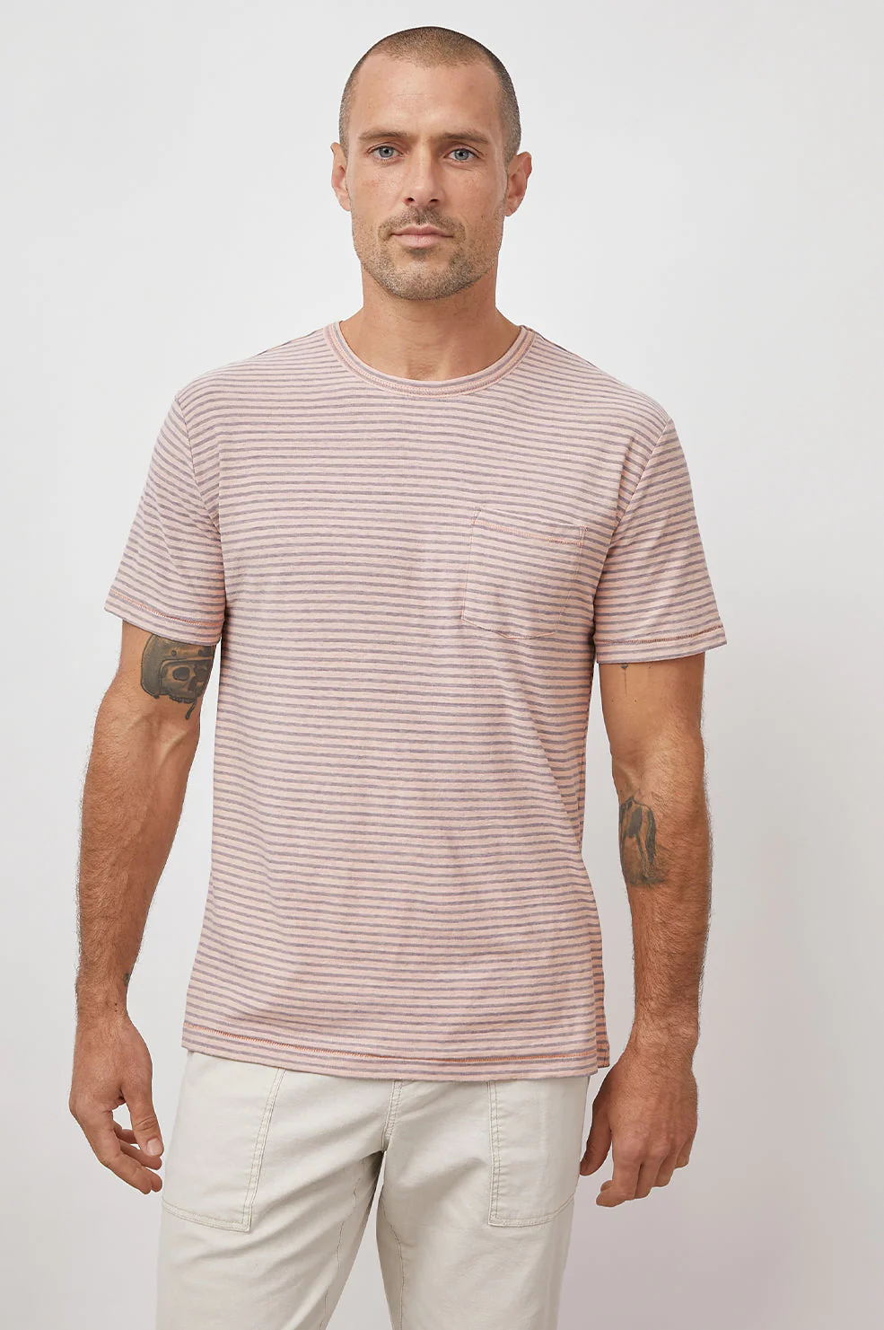 VALENCIA T-SHIRT - ROSE INDIGO STRIPE