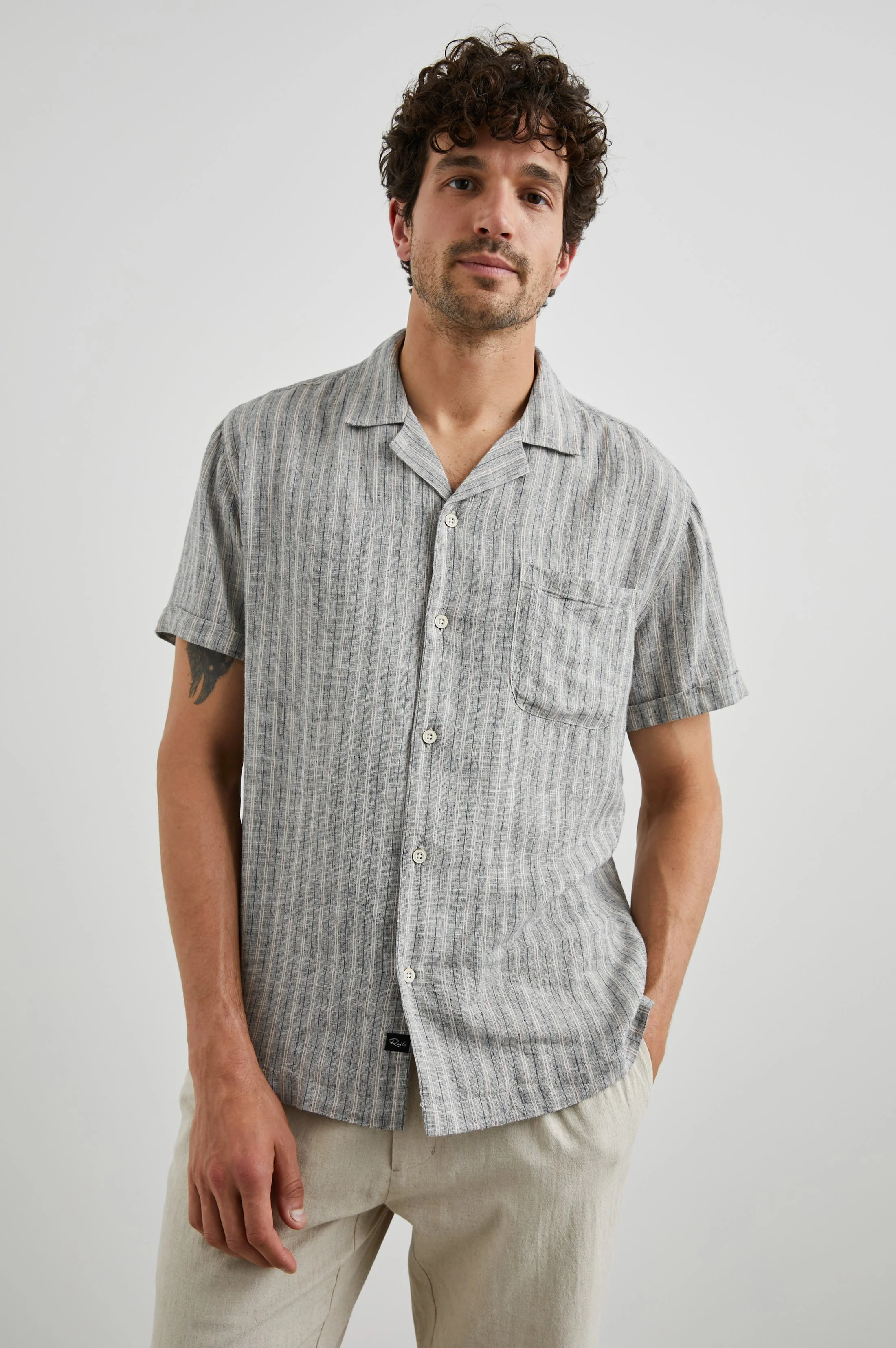 WAIMEA SHIRT - QUINOA NAVY STRIPE