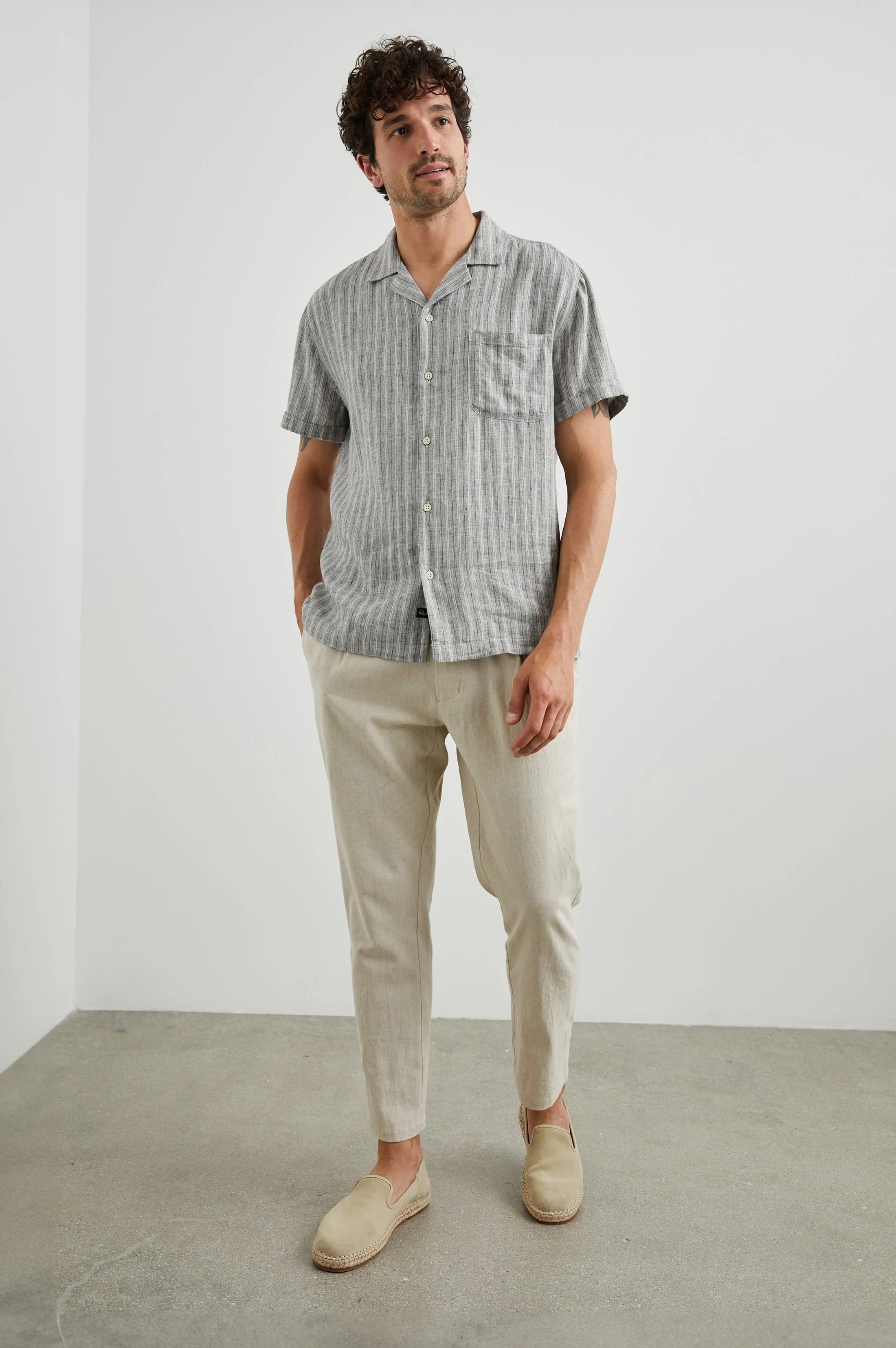 WAIMEA SHIRT - QUINOA NAVY STRIPE - Image 3