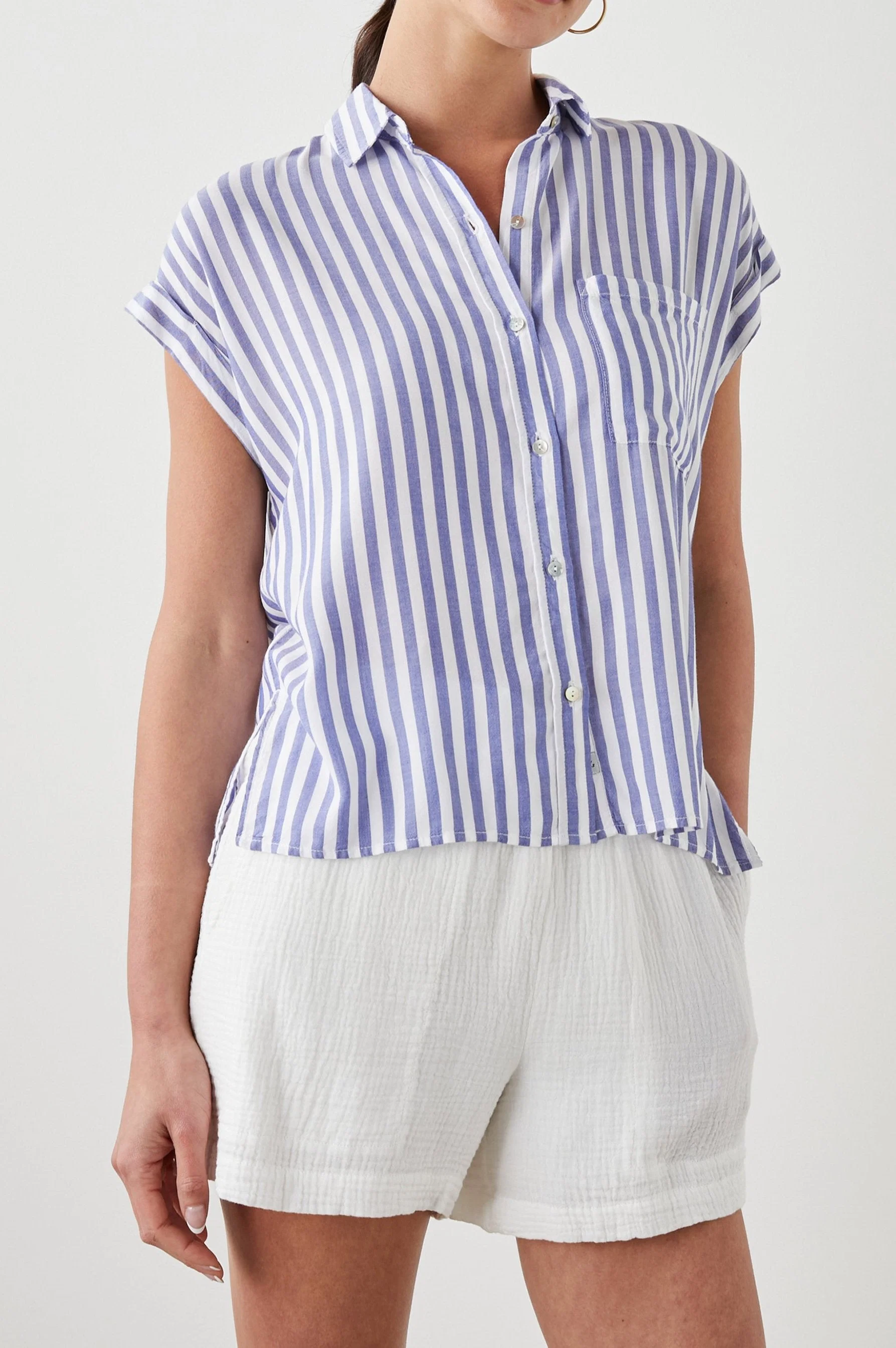 WHITNEY SHIRT - BLUE WHITE STRIPE - Image 4