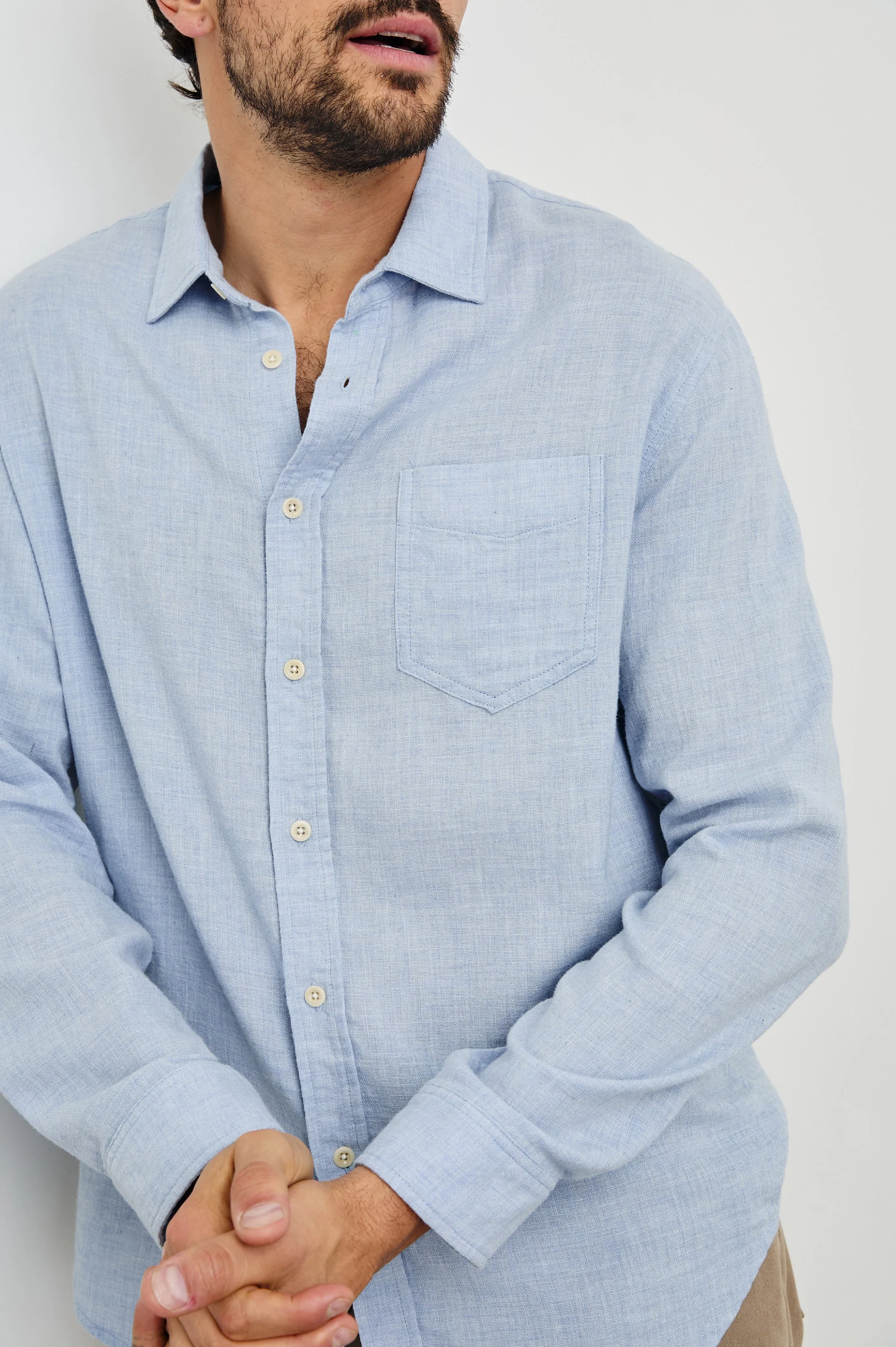WYATT SHIRT - BLUE MELANGE - Image 2