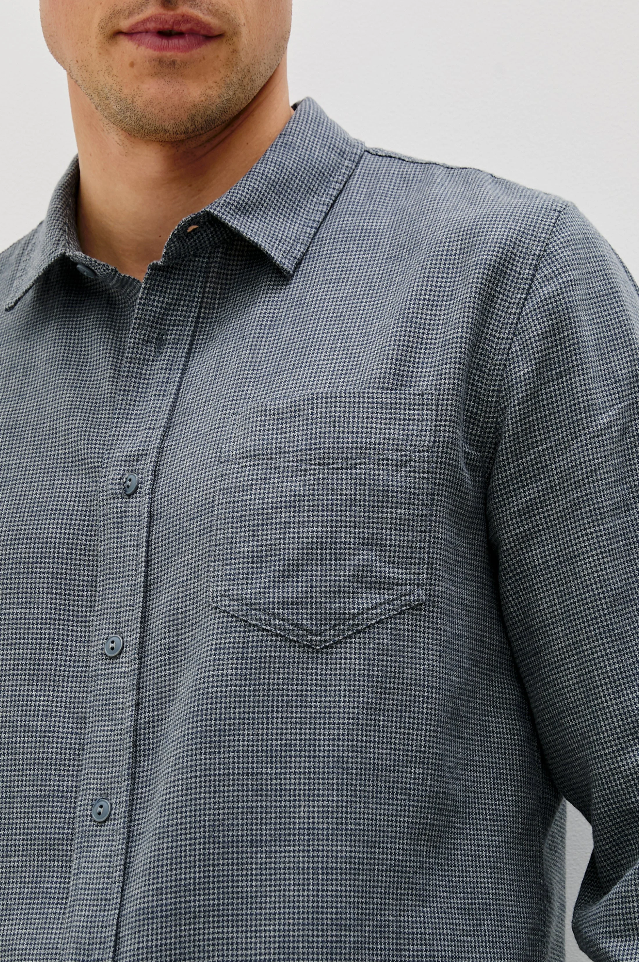 WYATT SHIRT - CHARCOAL NAVY HOUNDSTOOTH - Image 2