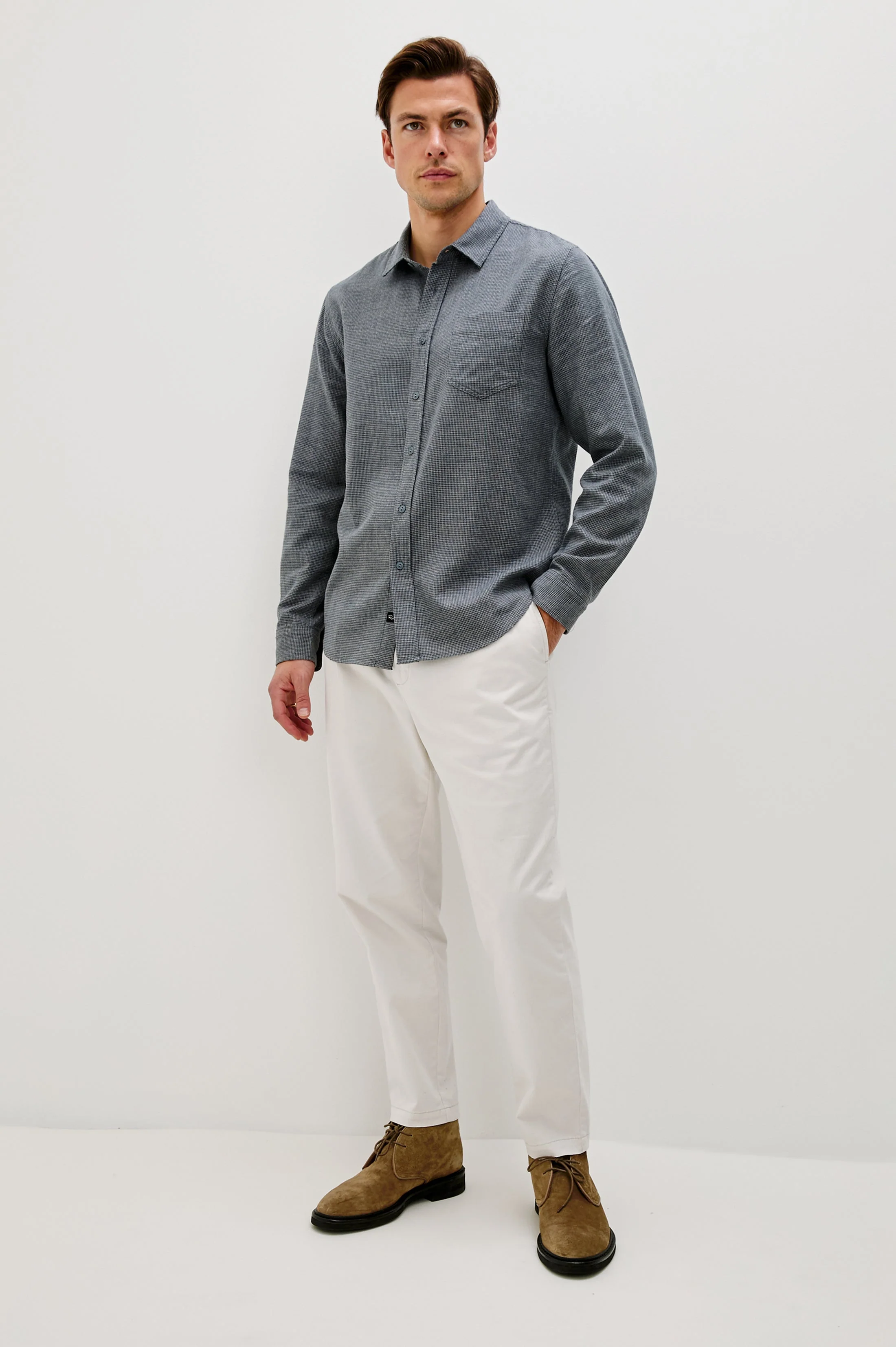 WYATT SHIRT - CHARCOAL NAVY HOUNDSTOOTH - Image 3