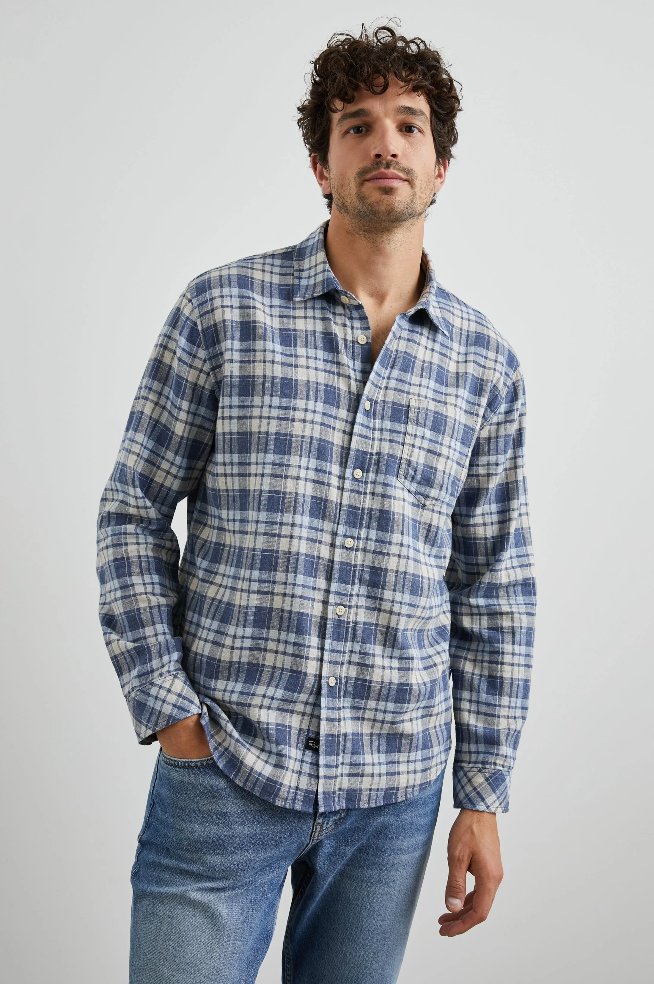 WYATT SHIRT - NAVY SORGHUM OXFORD