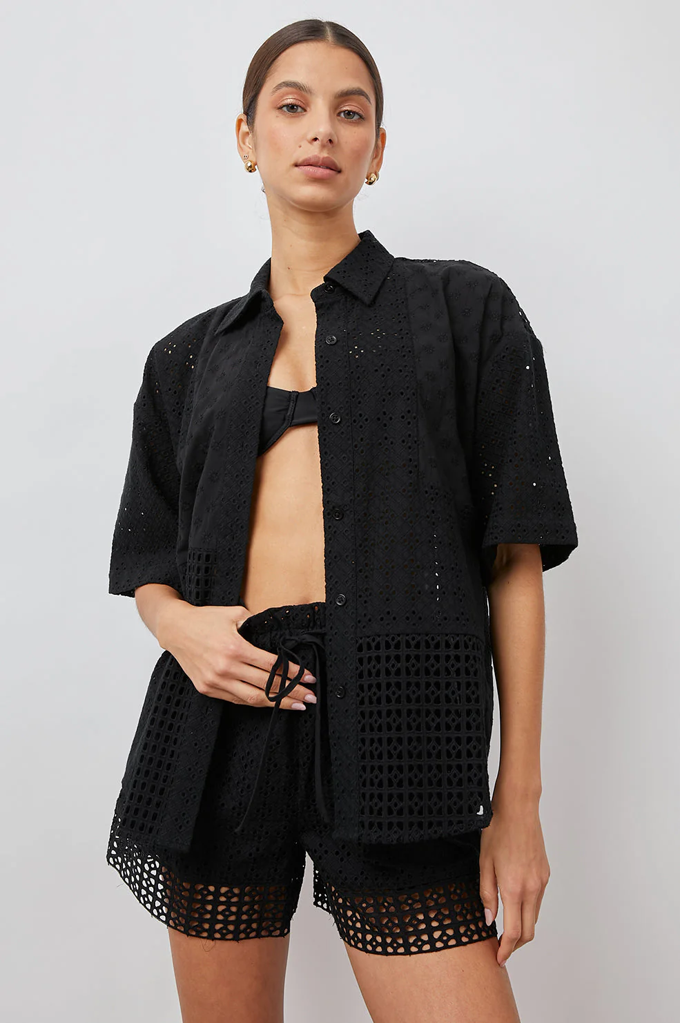YURI SHIRT - BLACK EYELET MIX - Image 4